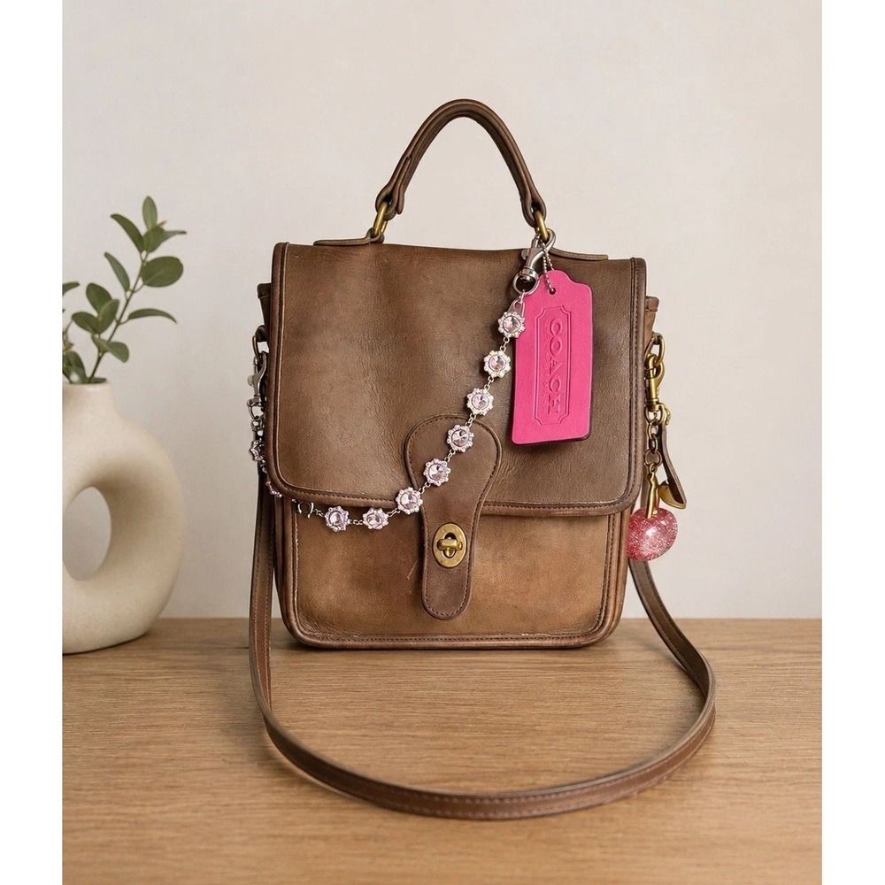 Vintage Coach Station Bag British Tan Flap Turn Lock Leather Crossbody Bag USA